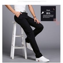 اشتري Fashion (black)Classic 8 Color Casual Pants Men Spring Autumn New Business Fashion Comfortable Stretch Cotton Elastic Straigh Jeans Trousers OM في مصر