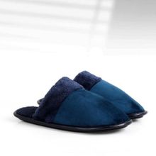 Buy Men's Winter Fur Slippers For Home - Dark Blue in Egypt