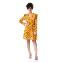 Buy Menta By Coctail Floral Full Sleeves Short Dress-Mustard in Egypt