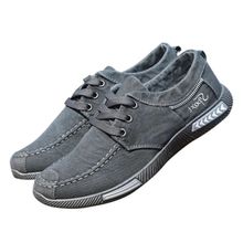 Buy Fashion Canvas Men Shoes Denim Lace-Up Men Casual Shoes Plimsolls Breathable Male Footwear Gray in Egypt