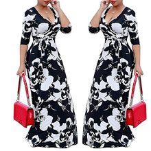 Buy Fashion Long Sleeve Printed Long Sleeve Maxi Dress - Black in Egypt