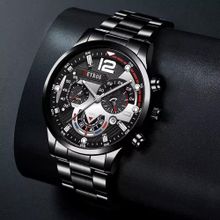 اشتري Fashion Calendar Luminous Quartz Watch Sporty Men Wristwatch Black في مصر