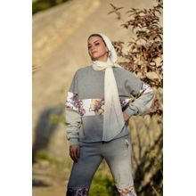 اشتري aZeeZ Ach Grey Floral Sweatshirt  With Flowers + Free Yoga Headband في مصر