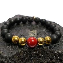 Buy Sherif Gemstones Unisex Attractive Natural Black Matt + Hematite + Red Coral Bracelet in Egypt