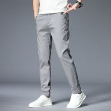 اشتري Fashion (Light Grey)Autumn New Casual Pants Men Cotton Classic Style Fashion Business Slim Fit Straight Cotton Solid Color Trousers 38 OM في مصر