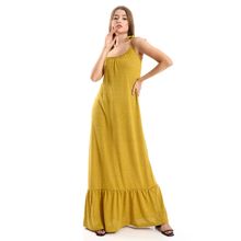 Buy Kady Spaghetti Sleeves Heather Mustard Tiered Casual Dress in Egypt