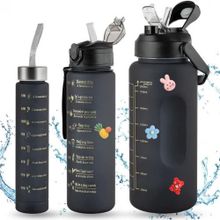 اشتري Motivational Sports Bottle Set Of 3, Large Capacity Sports Bottle. في مصر