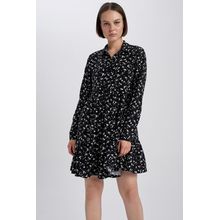 Buy Defacto Woman Tiered Shirt Neck Long Sleeve Woven Dress in Egypt