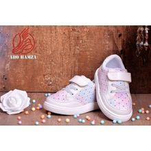 Buy Flat Sneaker Shoes Casual For Kids -White & Light Blue in Egypt