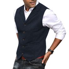 Buy Fashion (Navy)Casual Mens Brown Vest Silver Slim Fit V Neck Tuxedos School Party Green Waistcoat For Wedding Banquet Nightclub DOU in Egypt