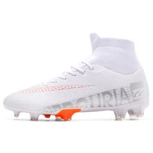 اشتري Men Soccer Shoes AG High Ankle Football Boots MenSneakers-White في مصر