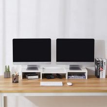 اشتري Modern Home Adjustable Length Dual Monitor Stand - White في مصر