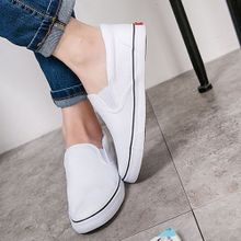 Buy Fashion Men's Slip-on Casual Shoes Breathable Lace-up Canvas Shoes Low Top White in Egypt