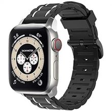 Buy Apple Watch 41mm/40mm/38mm Silicone Wrist Band & Aamazing Comfortable Design - Black/White in Egypt