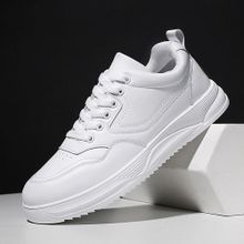 Buy Flangesio Men Fashion Sneakers EUR Size 37-46 Unisex Casual Shoes PU Leather Sports Shoes Flat Sneakers Mens Tennis Shoes Man New Arrival Comfort Walking Shoes Male Work Safety Footwear White in Egypt