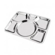 Buy Stainless Steel Rectangular Divided Dinner Tray 6 Sections Dinner Plates in Egypt