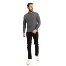 Buy Andora Knitted Round Neck Heather Charcoal Pullover in Egypt