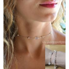 Buy O Accessories Necklace + Bracelet _chains Silver _ Crystal Beads _ Transpaent Color in Egypt