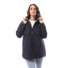 Buy Andora Navy Blue Fly Zipper Polyester Jacket in Egypt