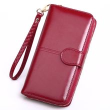 اشتري Long Coin Purse Women Wallet Red Green Leather Womens Wallets Purses Lady Big Wallet Female Clutch Money Bag Card Holder Vallet(#Malachite Green) في مصر