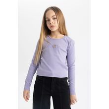 Buy Defacto Girl Crop Top Crew Neck Knitted Long Sleeve Body in Egypt
