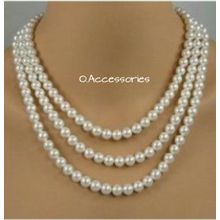 Buy O Accessories Necklace White Pearl _3 Rows in Egypt