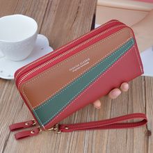 Buy Wristband Phone Purses Women Wallets Splice Female Purse Leather Ladies Long Woman Wallets Big Card Holder Clutch Double Zipper(#Red) in Egypt