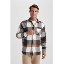 Buy Defacto Man Woven Relax Fit Polo Neck Long Sleeve Shirt.. in Egypt
