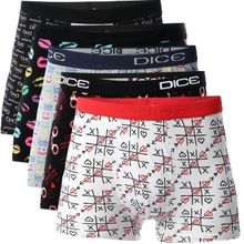 Dice Contrast Elastic Waist Solid Bundle of 5 Briefs for Men