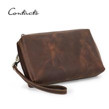 اشتري CONTACT'S Men Leather Clutch Bags Brand Male Casual Durable Bags Phone Pocket في مصر