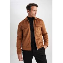 Buy Defacto Slim Fit Polo Neck Suede Jacket in Egypt