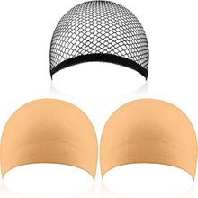اشتري 3 Pack Wig Caps (Neutral Nude Beige And Black Mesh) For Women في مصر