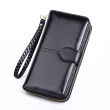 Buy Long Coin Purse Women Wallet Red Green Leather Womens Wallets Purses Lady Big Wallet Female Clutch Money Bag Card Holder Vallet(#Black) in Egypt