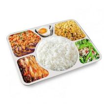 Buy Stainless Steel Rectangular Divided Dinner Tray- 6 Sections in Egypt