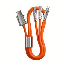 Buy Multiple Charging Cable Extra Bolded Multi USB Charger Cord 4ft For Cellphone Tablets (Orange 3 In 1) in Egypt