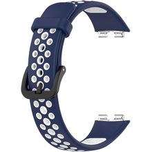 Buy Silicone Sport Smart Watch Band Replacement Strap For Huawei Band 8 (Blue & White) in Egypt