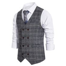 Buy New Men Formal Suit Vest Sleeveless Waistcoat Slim Plaid Business Wedding Classic Tuxedo Outwear Social Blazer in Egypt