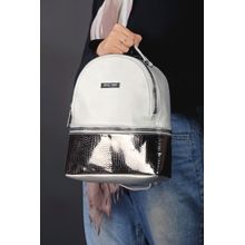 Buy Silvio Torre Textured Shinny Leather Backpack - Silver*dark Silver in Egypt