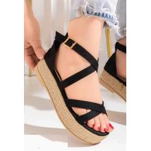 Buy Lifestylesh K-1 Soft Comfortable Suede Sandal Flat For Women - Black in Egypt