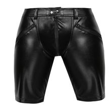 اشتري Fashion Black Latex Pants Mens Y Leather Middle Pants Clubwear في مصر