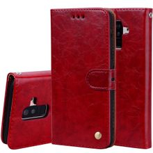 Buy Business Style Oil Wax Texture Horizontal Flip Leather Case For Galaxy A6 Plus (2018), With Holder & Card Slots & Wallet (Red) in Egypt