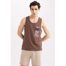 Buy Defacto Slim Fit Printed Crew Neck 100% Cotton Tank Top in Egypt