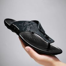 Buy Mens Trend Leather Flip Flops Summer Slippers Blue in Egypt