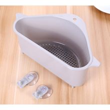 Buy Kitchen Suction Cup Hanging Drain Basket Sink Storage Rack Gray in Egypt