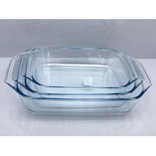 Buy Pyrex Casserole Set, 3 Rectangular Pieces, Multiple Sizes, Original French Pyrex Brand, High-quality Material in Egypt