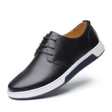 Buy Men Leather Shoes Breathable Casual Big Size Shoes Black in Egypt