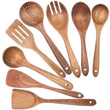 Buy Wooden Spoons for Cooking,Nonstick Kitchen Utensil Set,Wooden Spoons Cooking Utensil Set Non Scratch Natural Teak Wooden Utensils for CookingTeak 8 Pack in Egypt