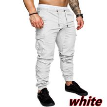 Buy Fashion (Whitegray)Men Cargo Pants Joggers Sweatpants Casual Male Sportswear Solid Multi-pocket Cargo Trousers Hip Hop Harem Pants OM in Egypt