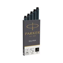 اشتري Parker QUINK Long Fountain Pen Ink Refill Cartridges, Black, 5 Count في مصر