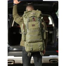 Buy 80L Large Travel Bag Canvas Backpack Bags Camping Hiking Safari Tactical Safari Men Outdoor in Egypt